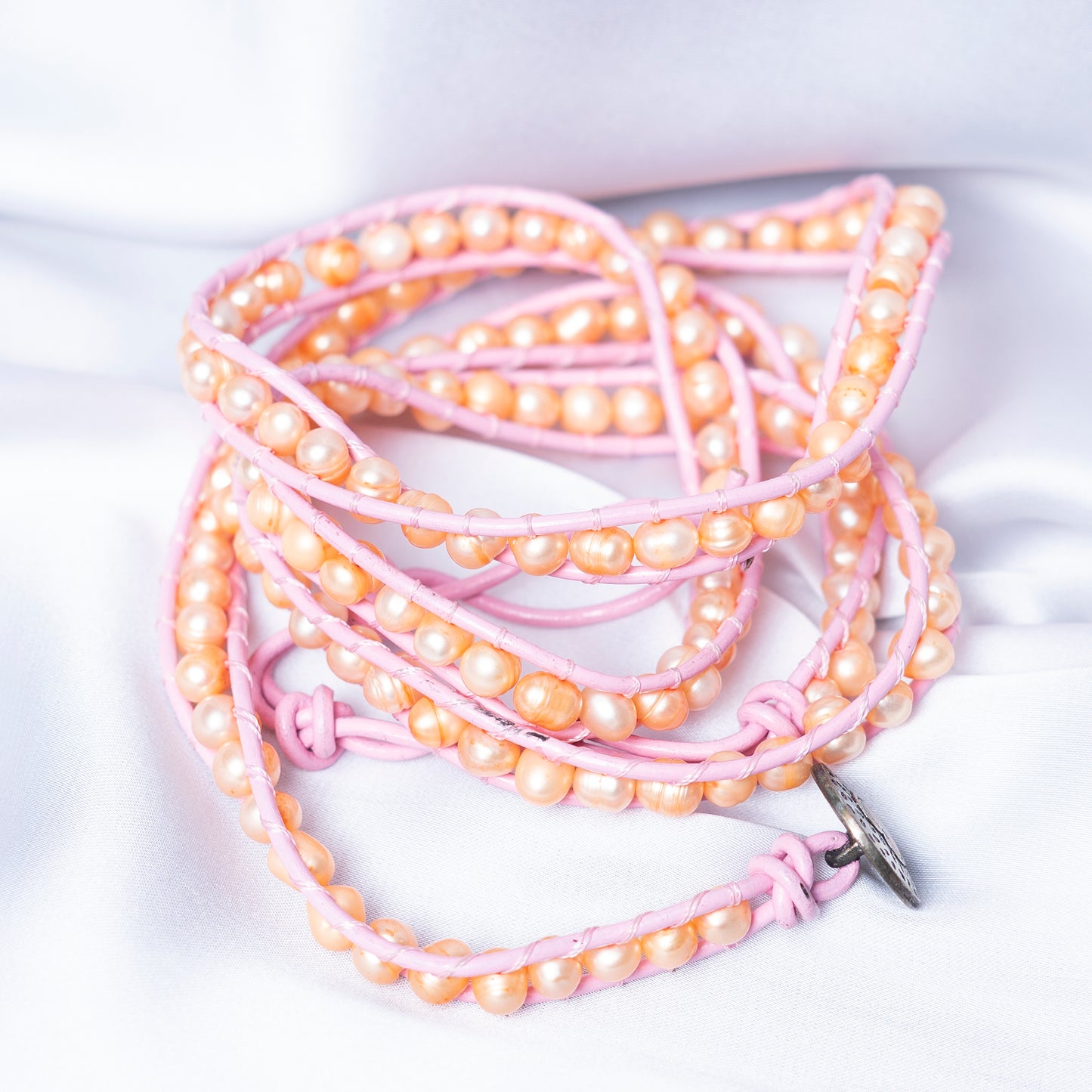 Pink Pearls Wrap Bracelet