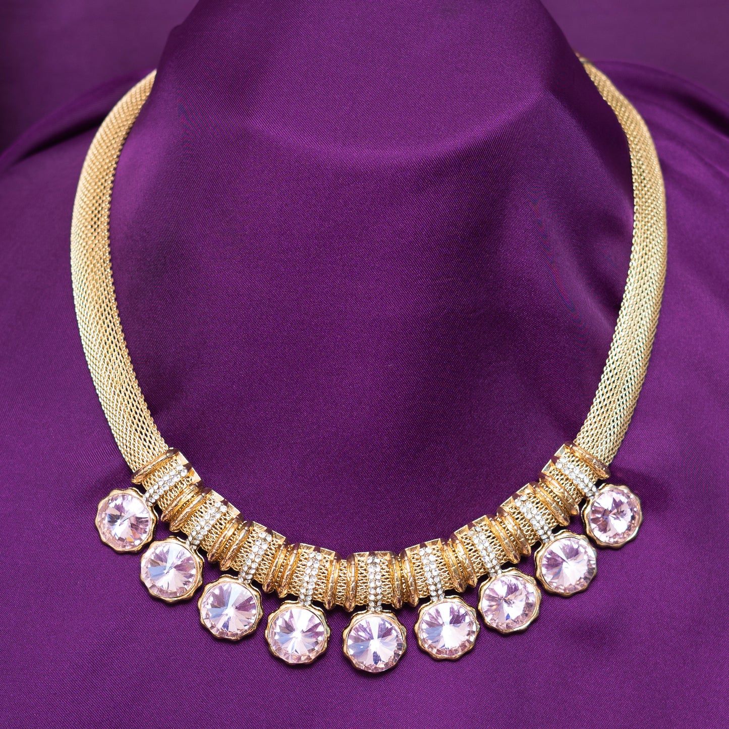 Golden N Crystals Necklace