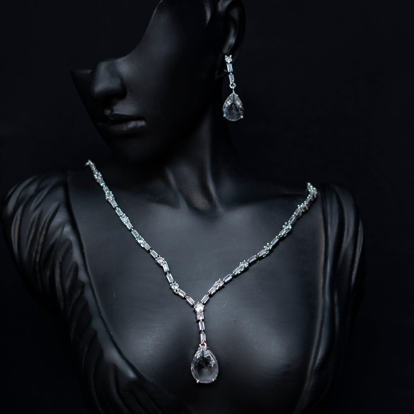 Amercian Diamond Necklace Set (1 Karat)