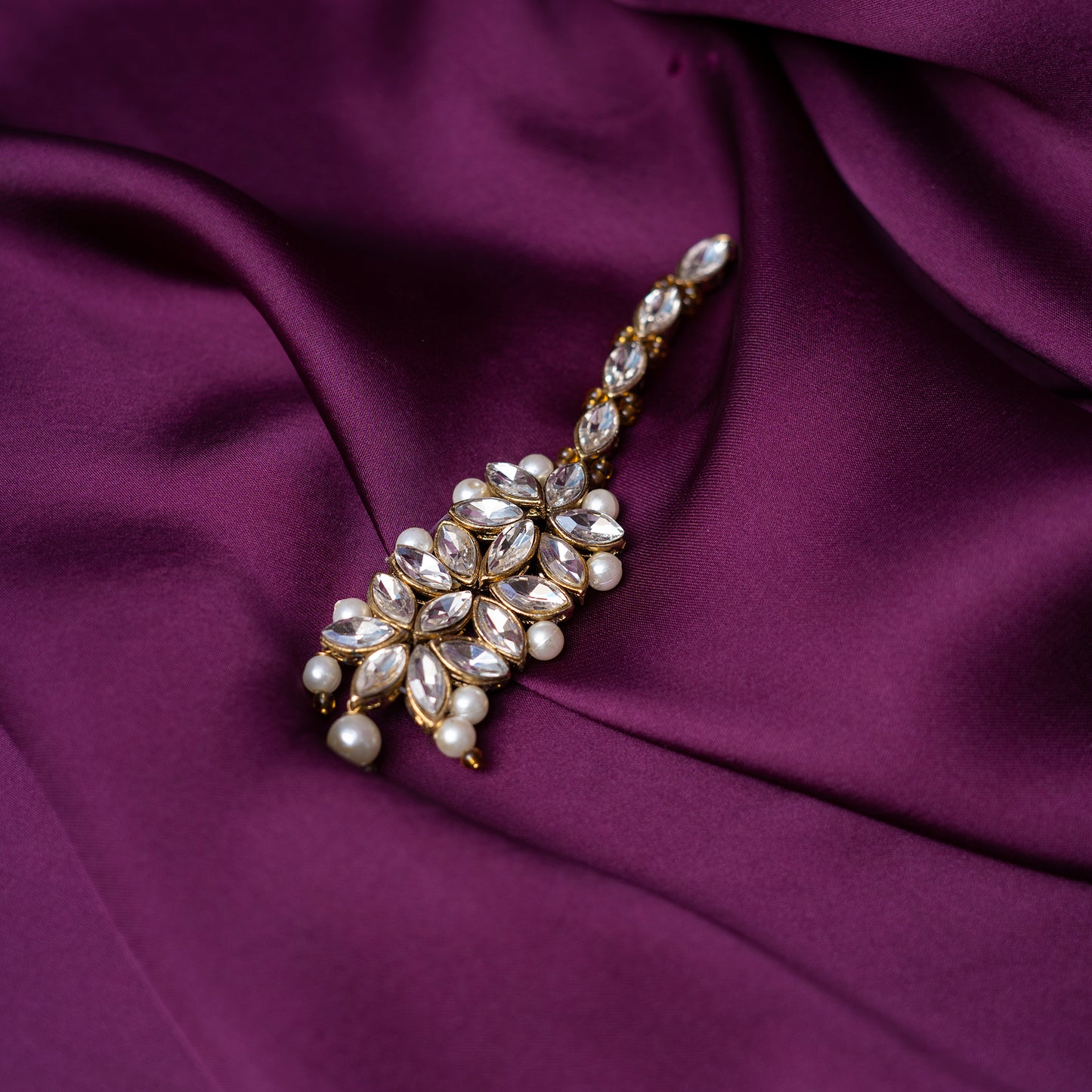 Pearls N Pearls Kundan Necklace Set (Necklace+Maatha Patti+Earrings)