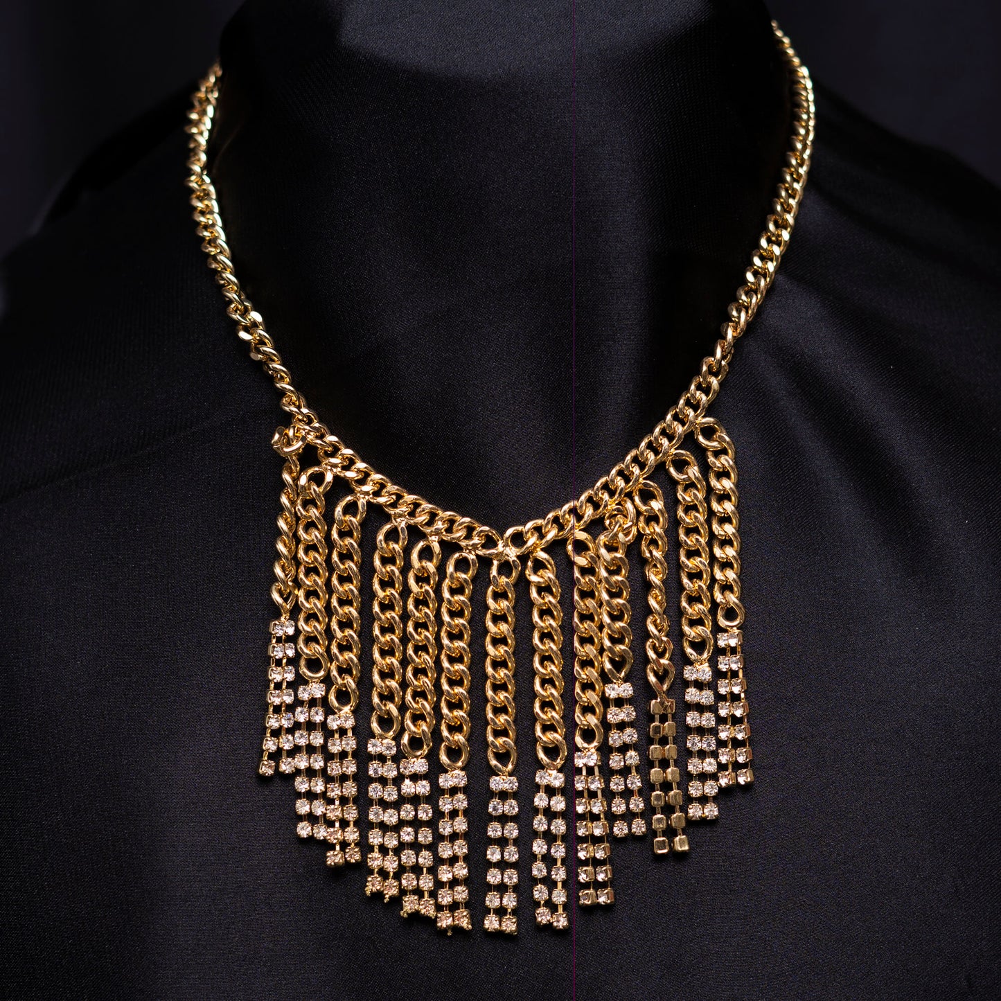 Golden N Crystals Necklace