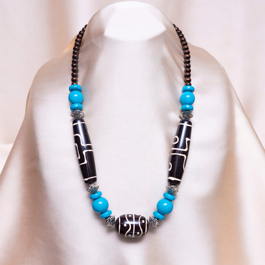 Turkish Cyan N Black Necklace