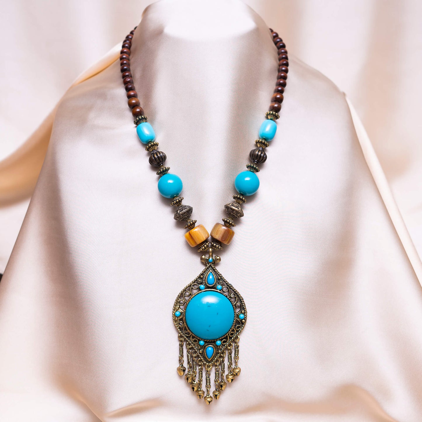 Turkish Cyan N Stones Necklace