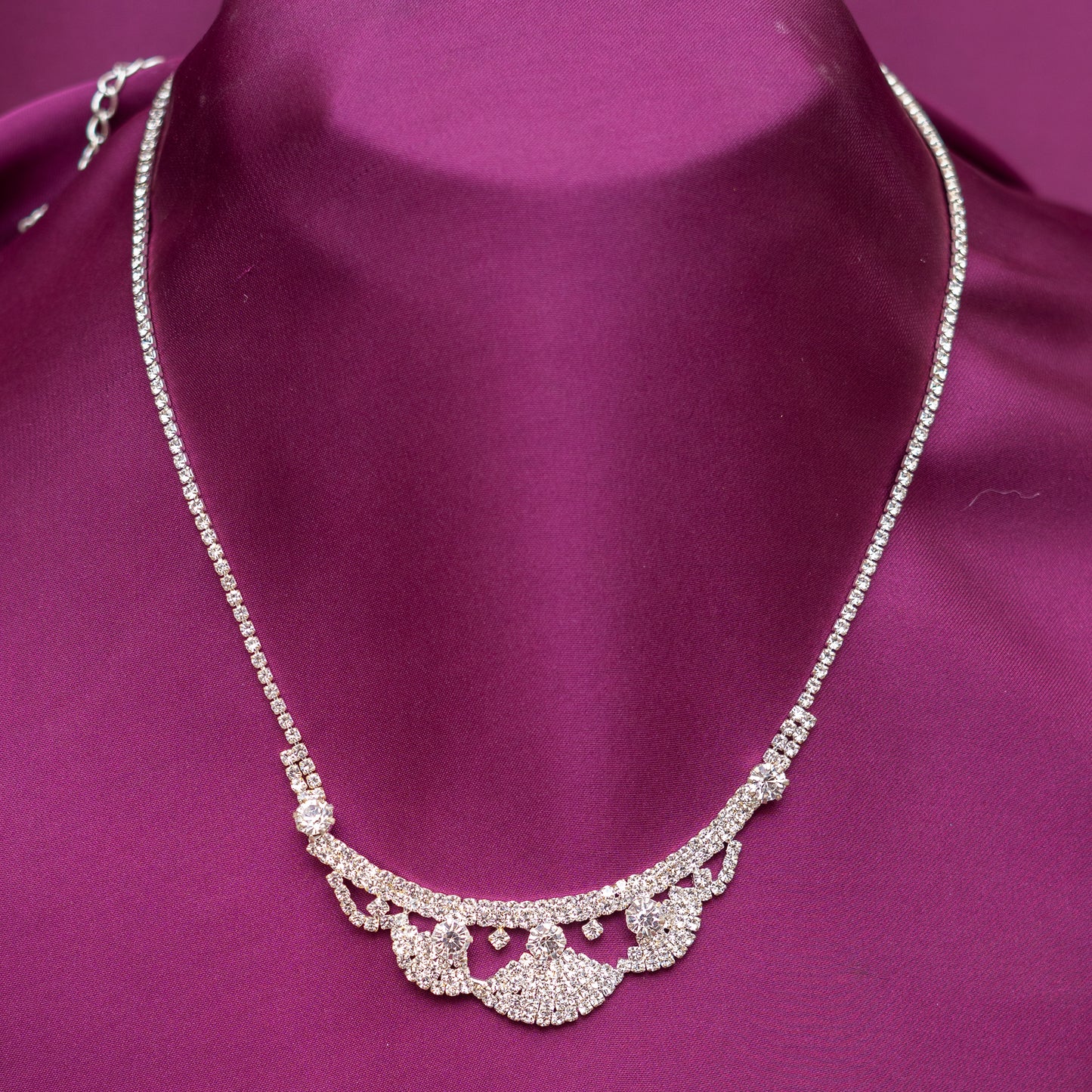 Cubic Zirconia Necklace Set (Earrings included)