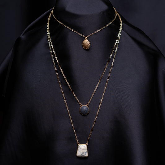 Gold N Marble Necklace cum Maala